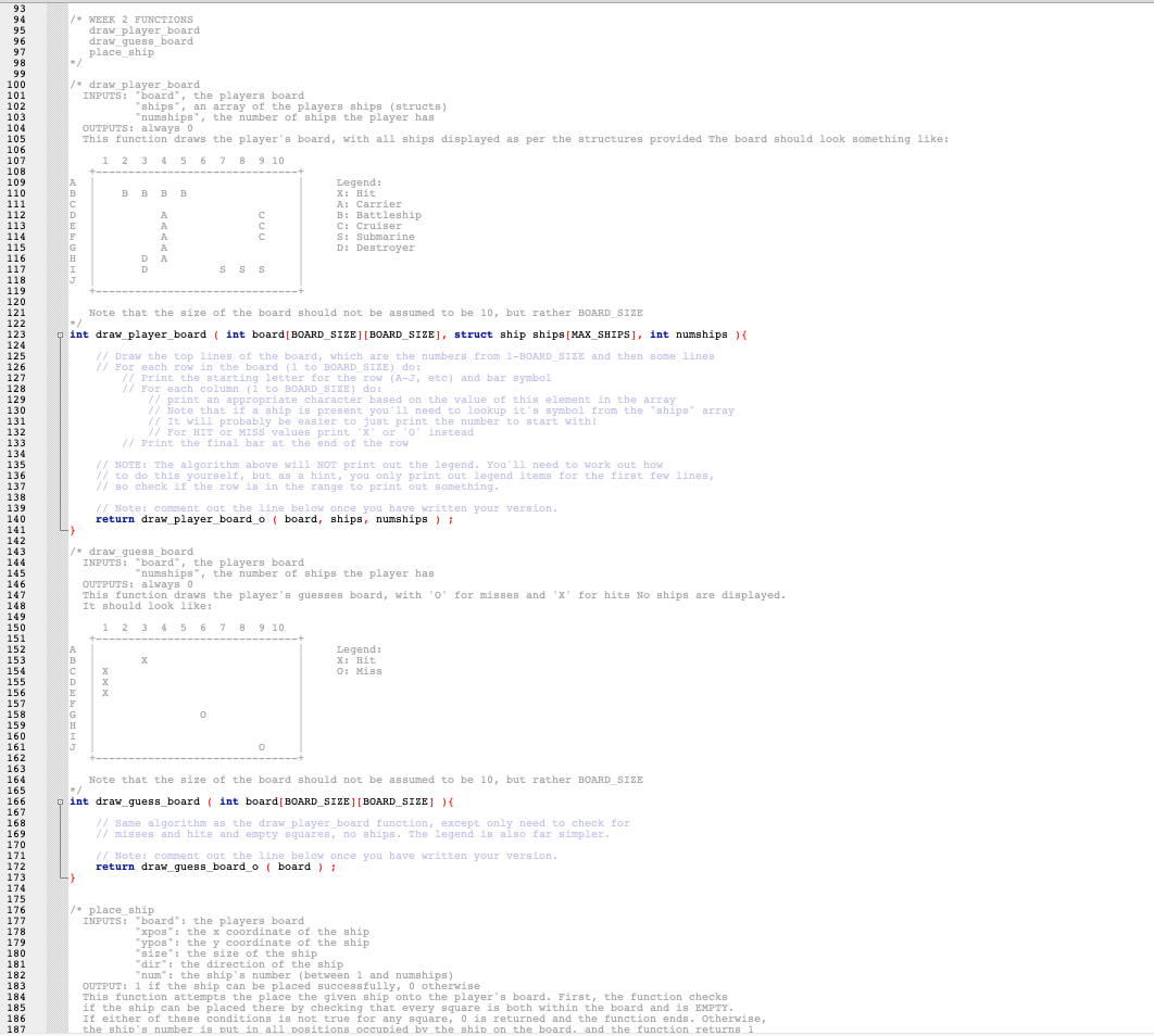 Solved Battleships in C Code - Please help code the blow | Chegg.com
