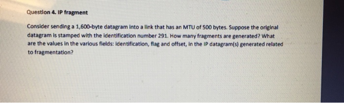 Solved Question 4. IP fragment Consider sending a 1,600-byte | Chegg.com