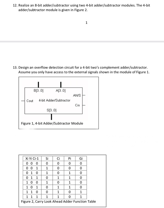 Solved 12. Realize An 8-bit Adder/subtractor Using Two 4-bit | Chegg.com