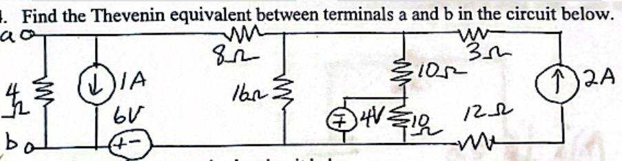 Solved Find the Thevenin equivalent between terminals a and | Chegg.com