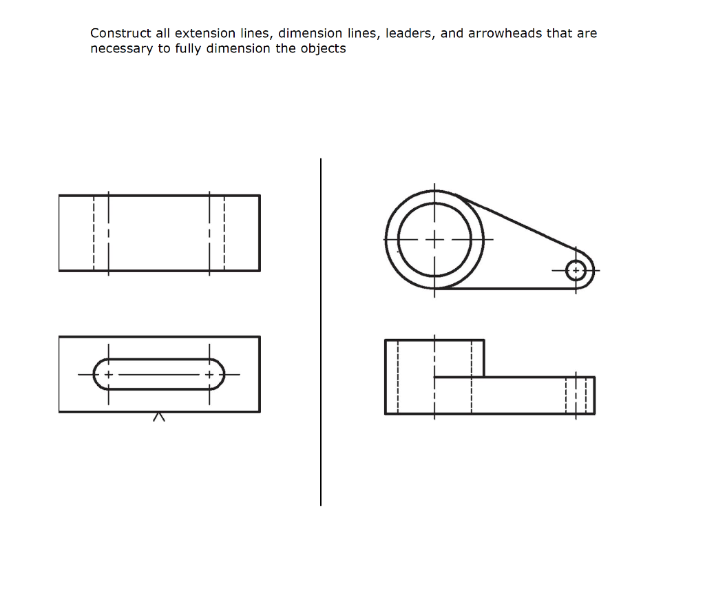 Construct All Extension Lines, Dimension Lines, 