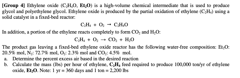 Solved Group 4 Ethylene oxide C2H4O Et 0 is a Chegg