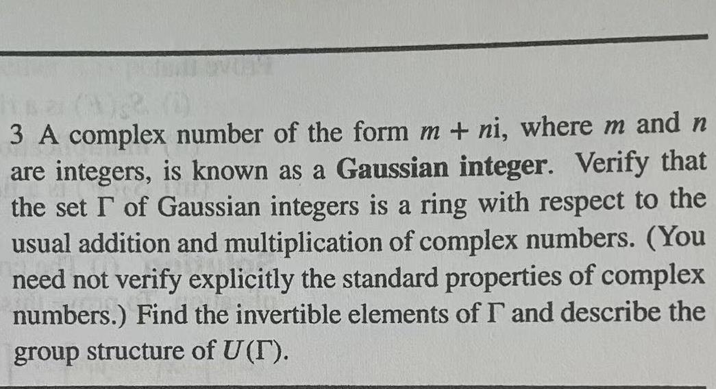 Solved 080 3 A complex number of the form m + ni, where m | Chegg.com