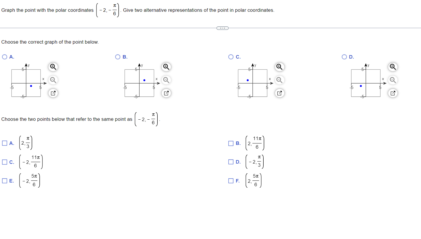 solved-graph-the-point-with-the-polar-coordinates-2-6-chegg