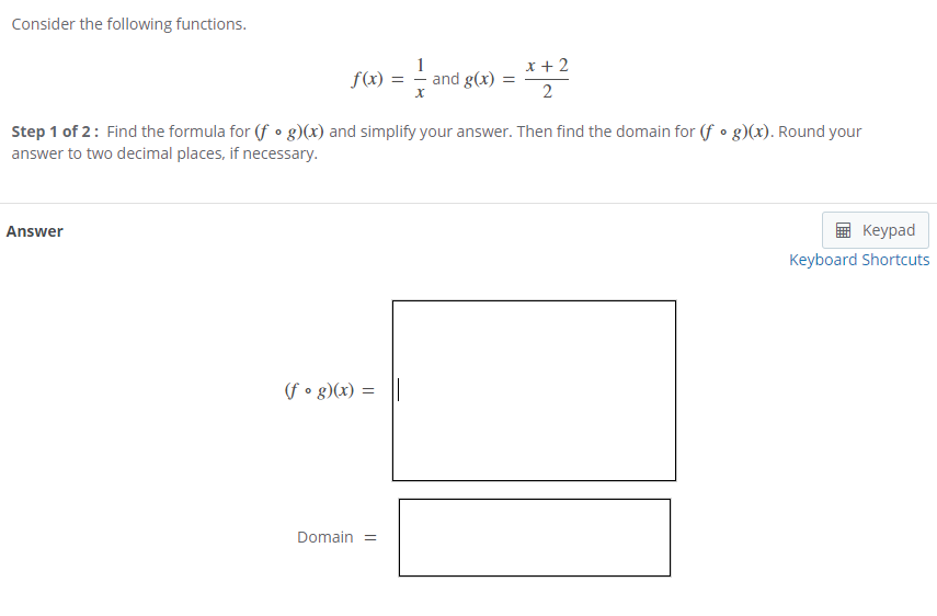 Solved Consider the following functions. 1 f(x) = and g(x) x | Chegg.com
