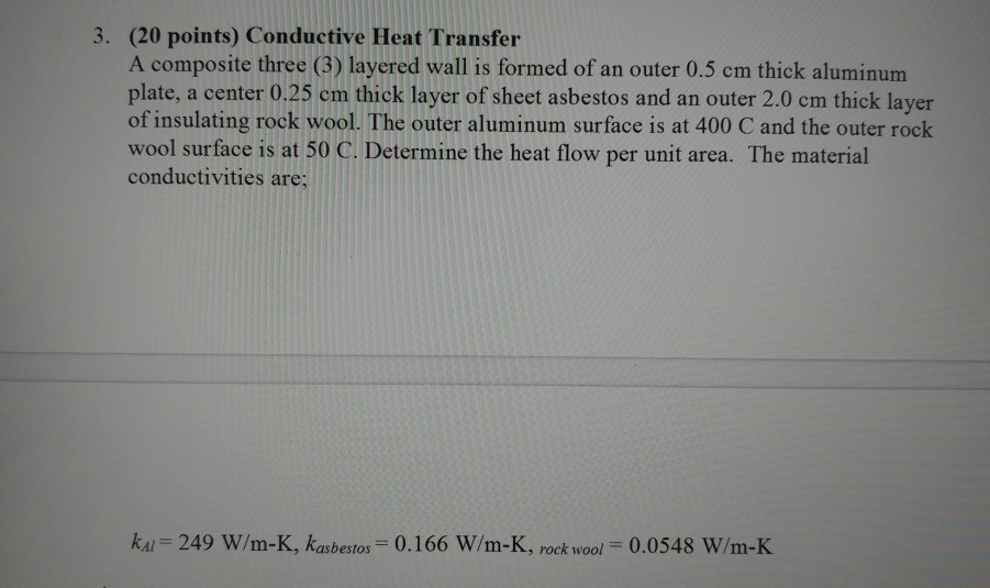 Solved 3. (20 points) Conductive Heat Transfer A composite | Chegg.com