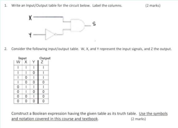 Solved 1. Write an Input/Output table for the circuit below. | Chegg.com