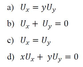 Solved A) Ux = YUy B) Ux + Uy = 0 C) Uz = Uy D) XUx + YUy = | Chegg.com