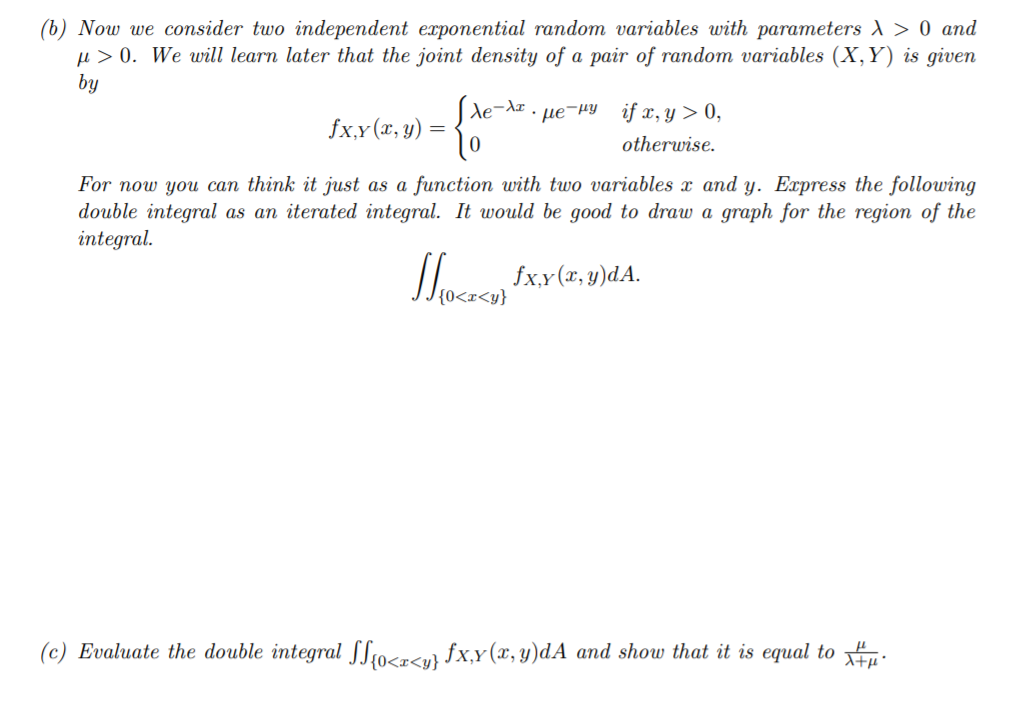 Solved 1. (a) Let X be an exponential random variable with | Chegg.com