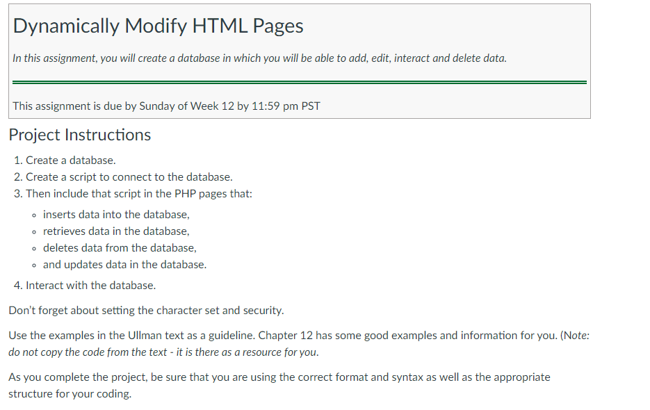 Solved Dynamically Modify HTML Pages In this assignment, you | Chegg.com