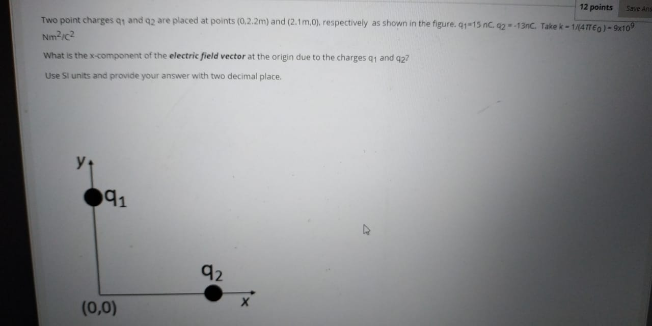 Solved Two point charges q1 and q2 are placed at points | Chegg.com