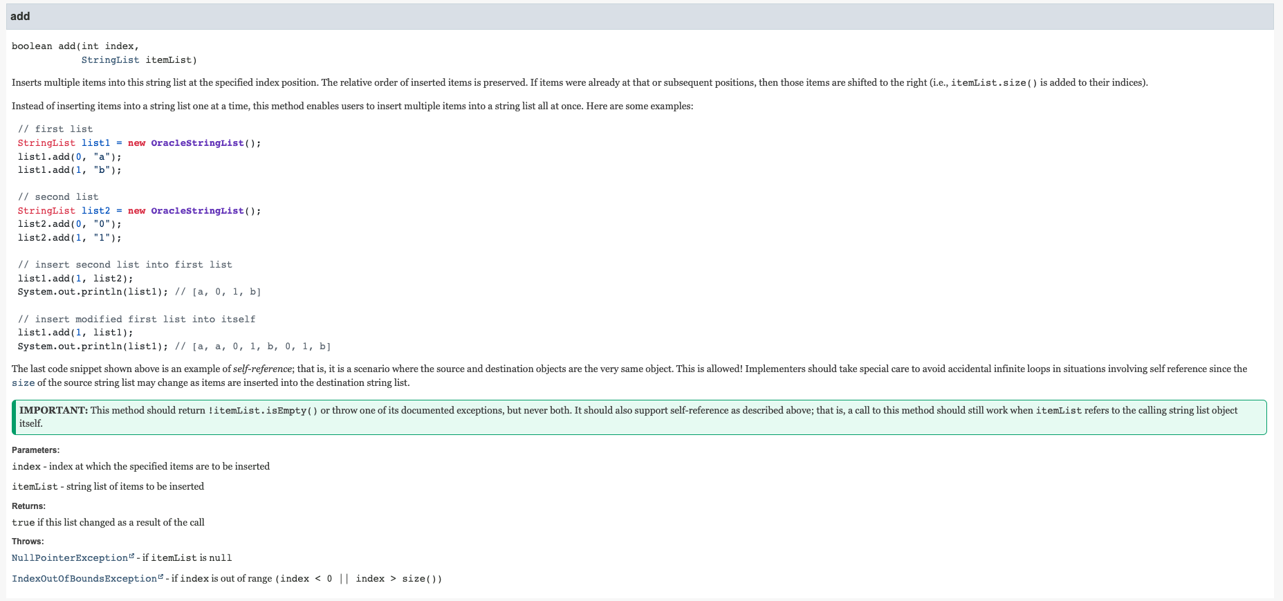 Solved boolean add(int index, StringList itemList) Instead | Chegg.com