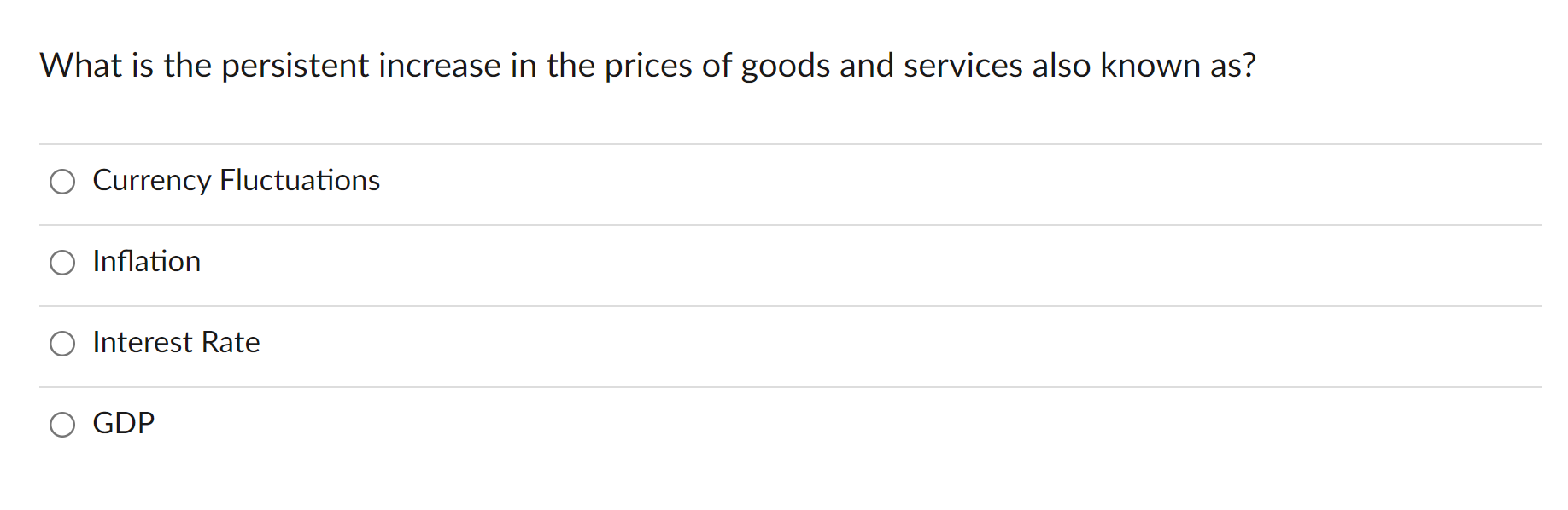 Solved What is the persistent increase in the prices of | Chegg.com