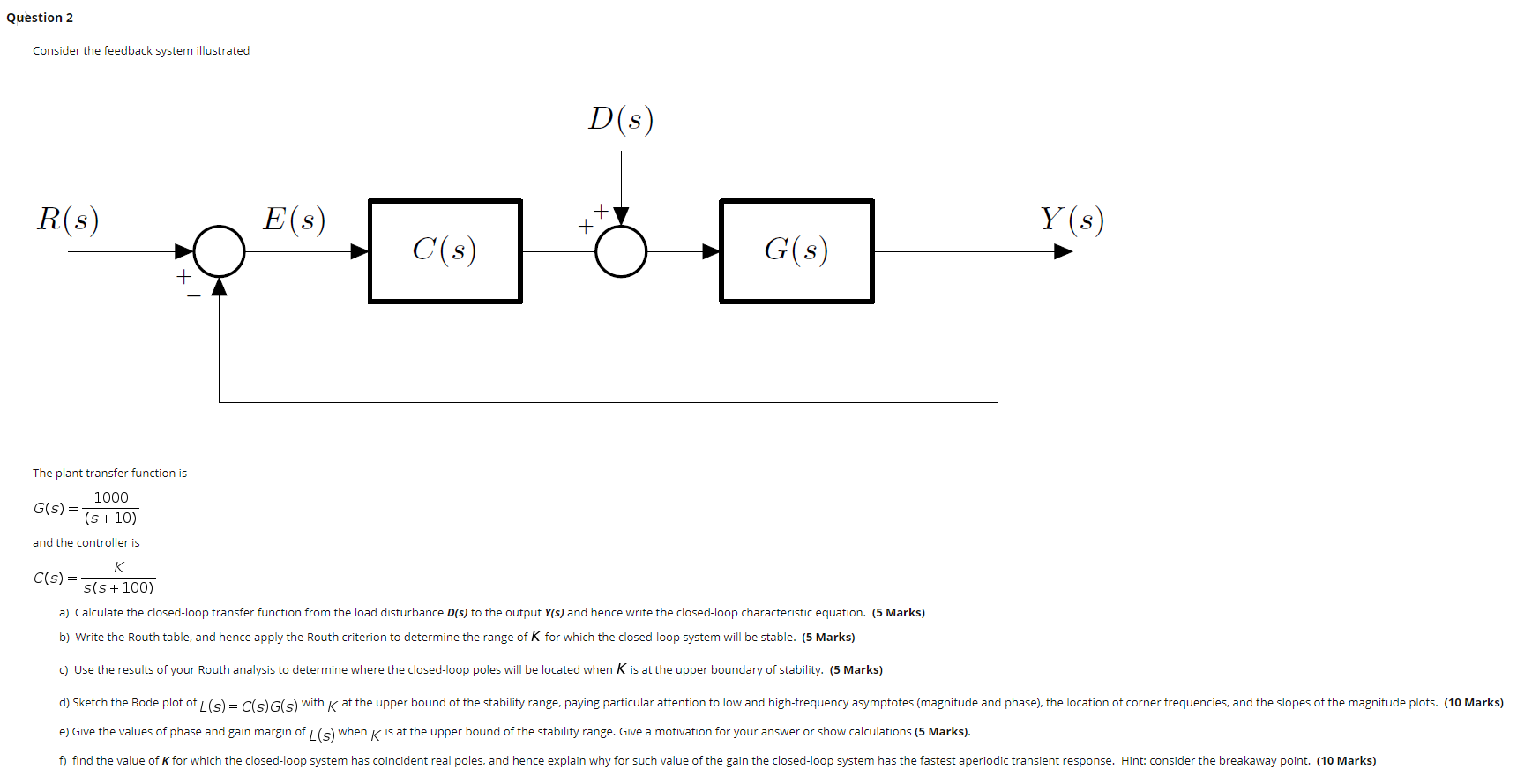 Solved Question 2 Consider The Feedback System Illustrated Chegg Com