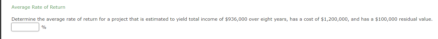 Solved Average Rate of Return Determine the average rate of | Chegg.com