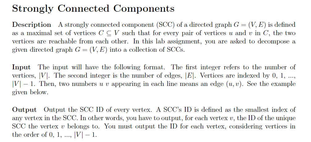 Solved C++ please Input Example 1: 3 2 0 1 1 2 Output | Chegg.com
