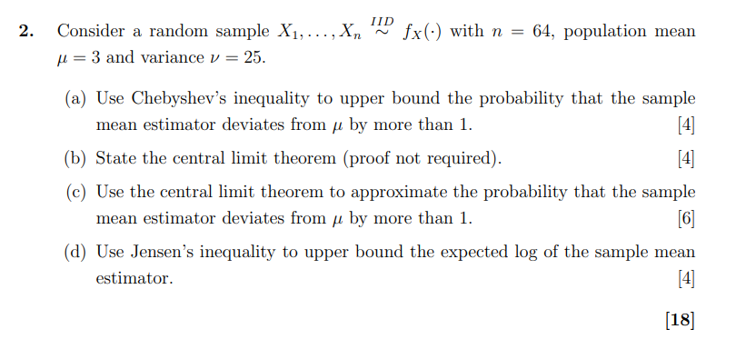 Solved Consider a random sample X1,…,Xn∼IIDfX(⋅) with n=64, | Chegg.com