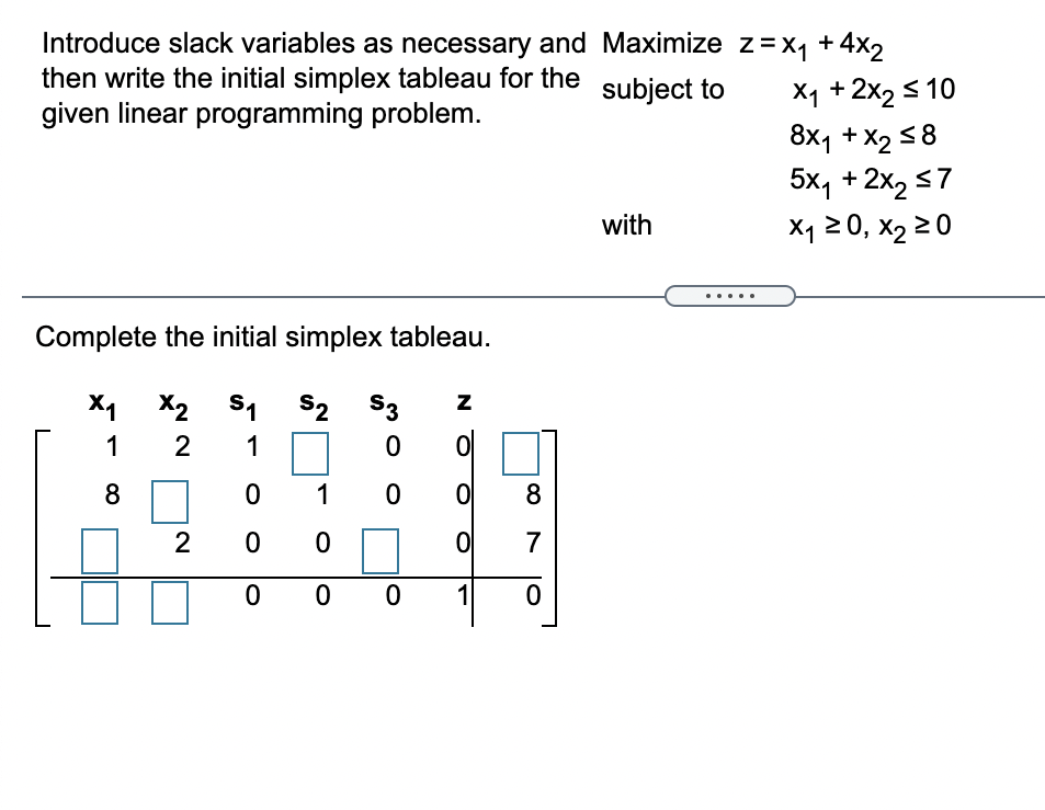 Solved Introduce slack variables as necessary and then write | Chegg.com