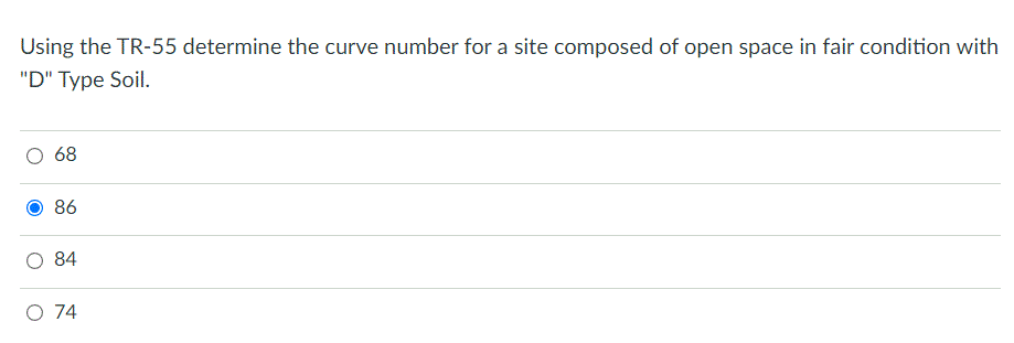 Using The Tr 55 Determine The Curve Number For A Site Chegg Com