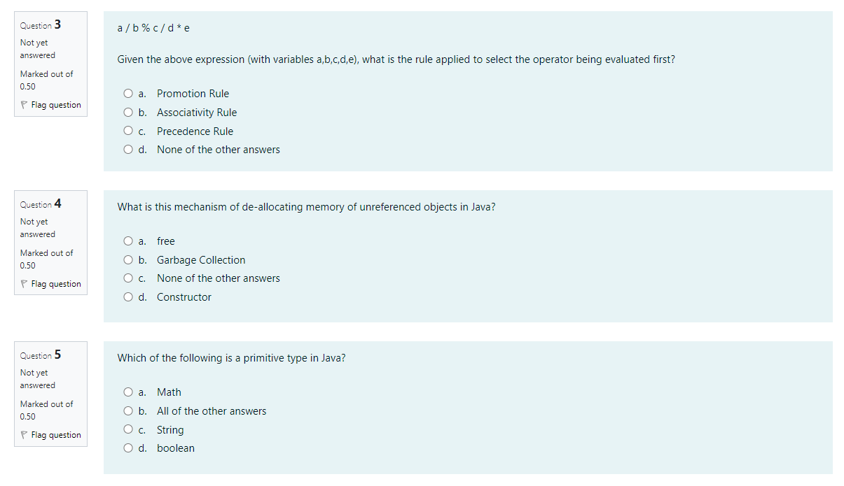 Solved a/b%c/d∗e Given the above expression (with variables | Chegg.com