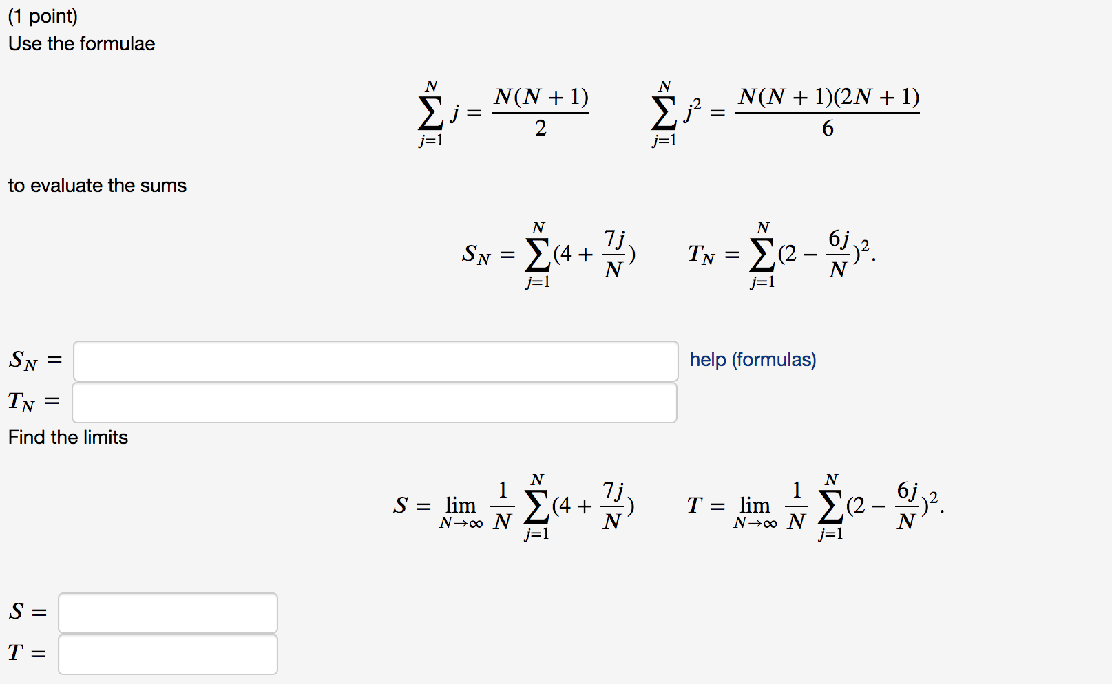Solved 1 Point Use The Formulae N N N N 1 2 J W Chegg Com