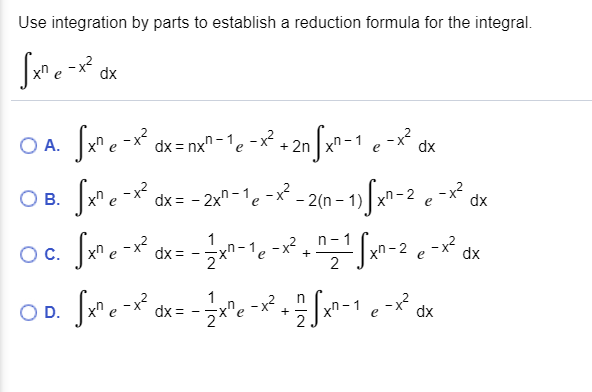 Solved Use integration by parts to establish a reduction | Chegg.com