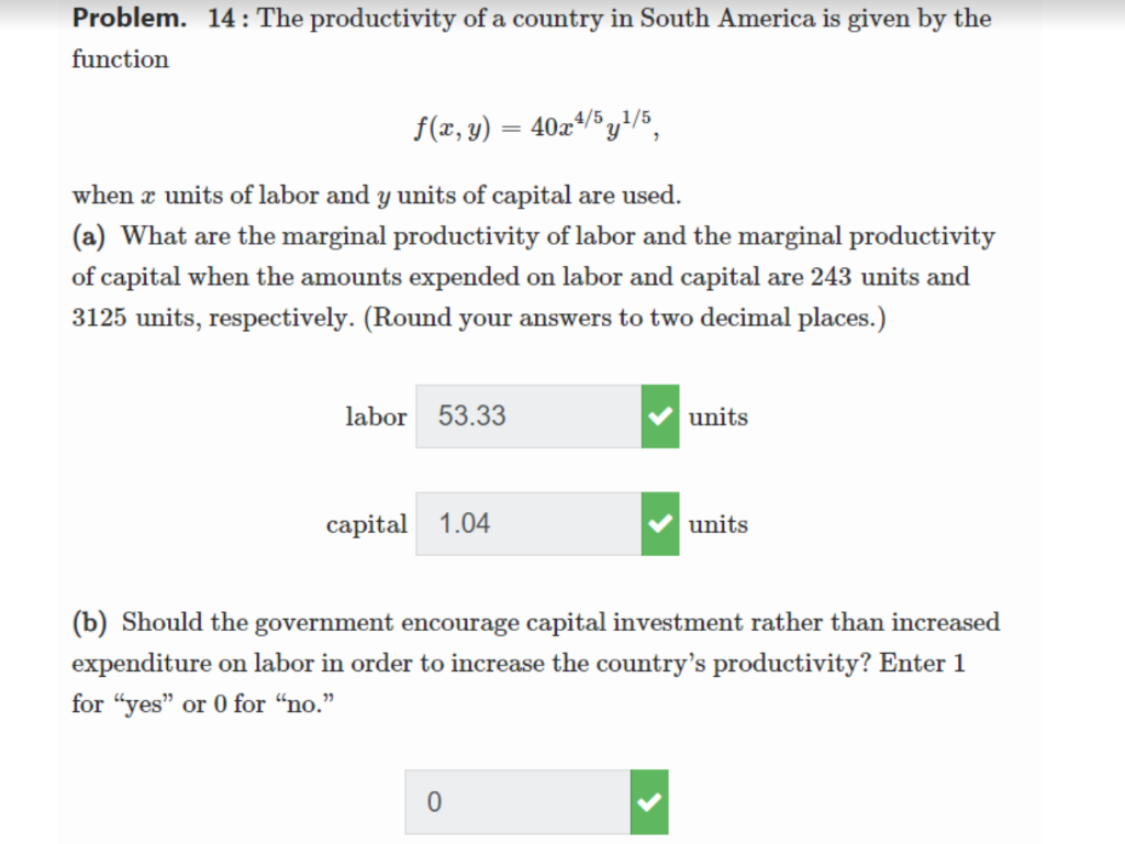 Solved Problem. 14: The Productivity Of A Country In South | Chegg.com