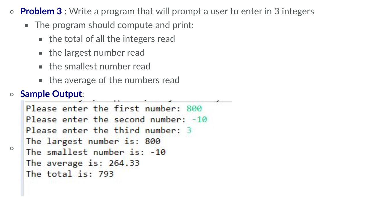 Solved • Problem 2: Write a program that prompts the user to | Chegg.com