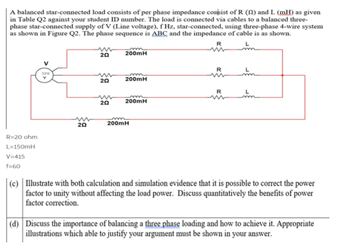 Solved A Balanced Star Connected Load Consists Of Per Phase Chegg Com