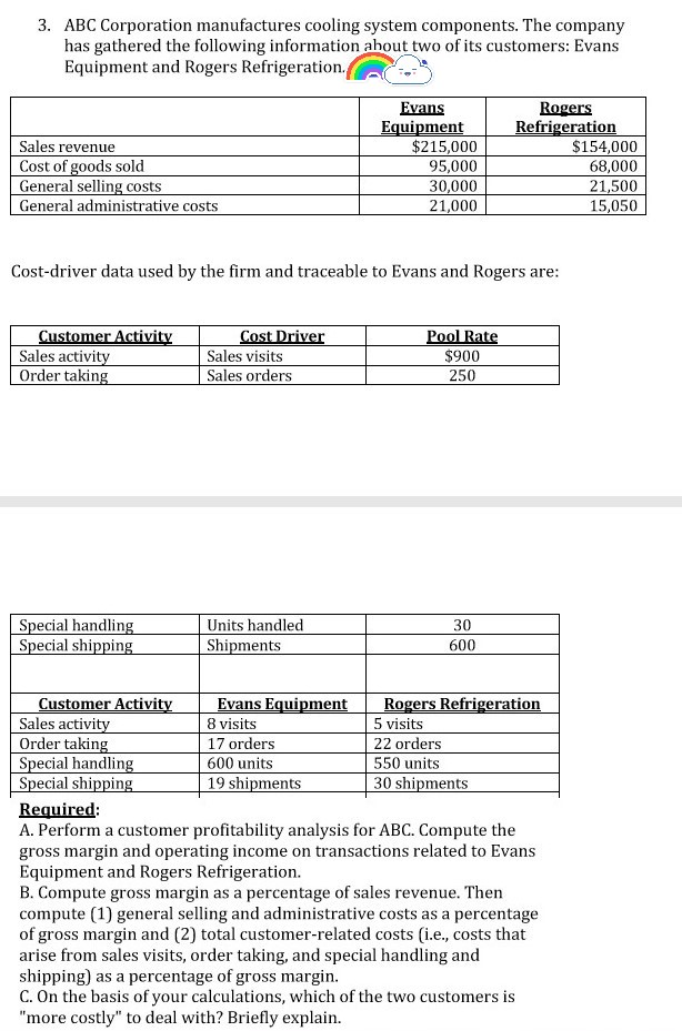 Solved 3. ABC Corporation manufactures cooling system | Chegg.com