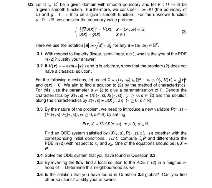 Solved Q3 Let 12 C R be a given domain with smooth boundary | Chegg.com