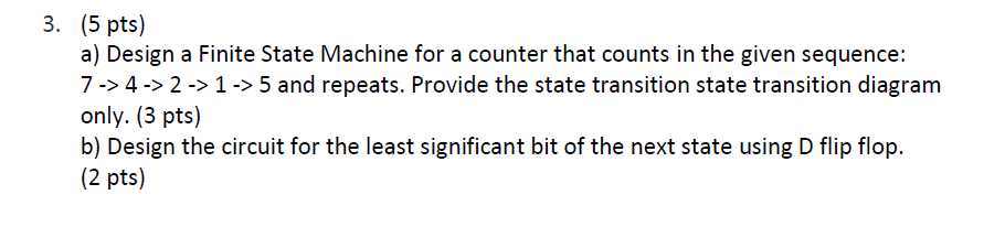 Solved 3. (5 pts) a) Design a Finite State Machine for a | Chegg.com