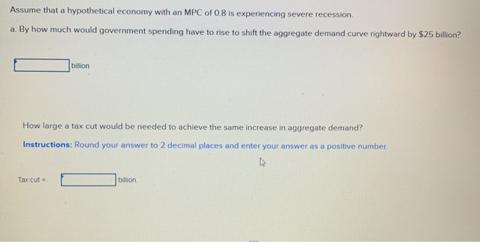 Solved Assume that a hypothetical economy with an MPC of 0.8 | Chegg.com