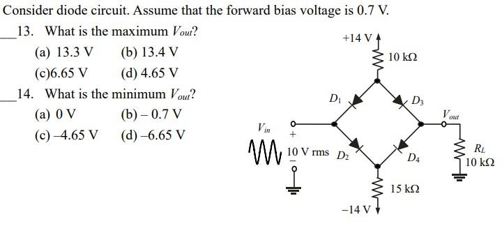 Solved Consider diode circuit. Assume that the forward bias | Chegg.com