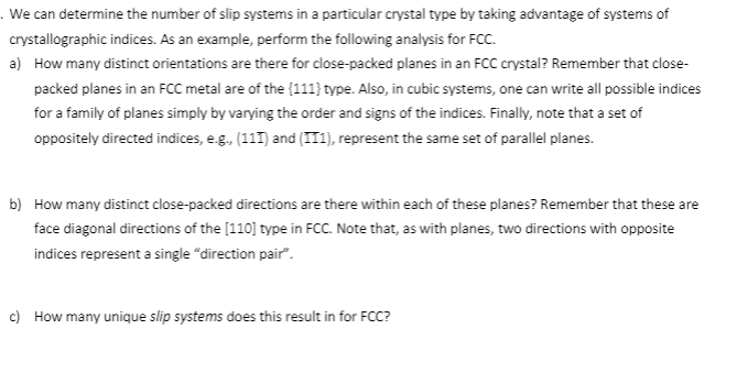 Solved . We can determine the number of slip systems in a | Chegg.com