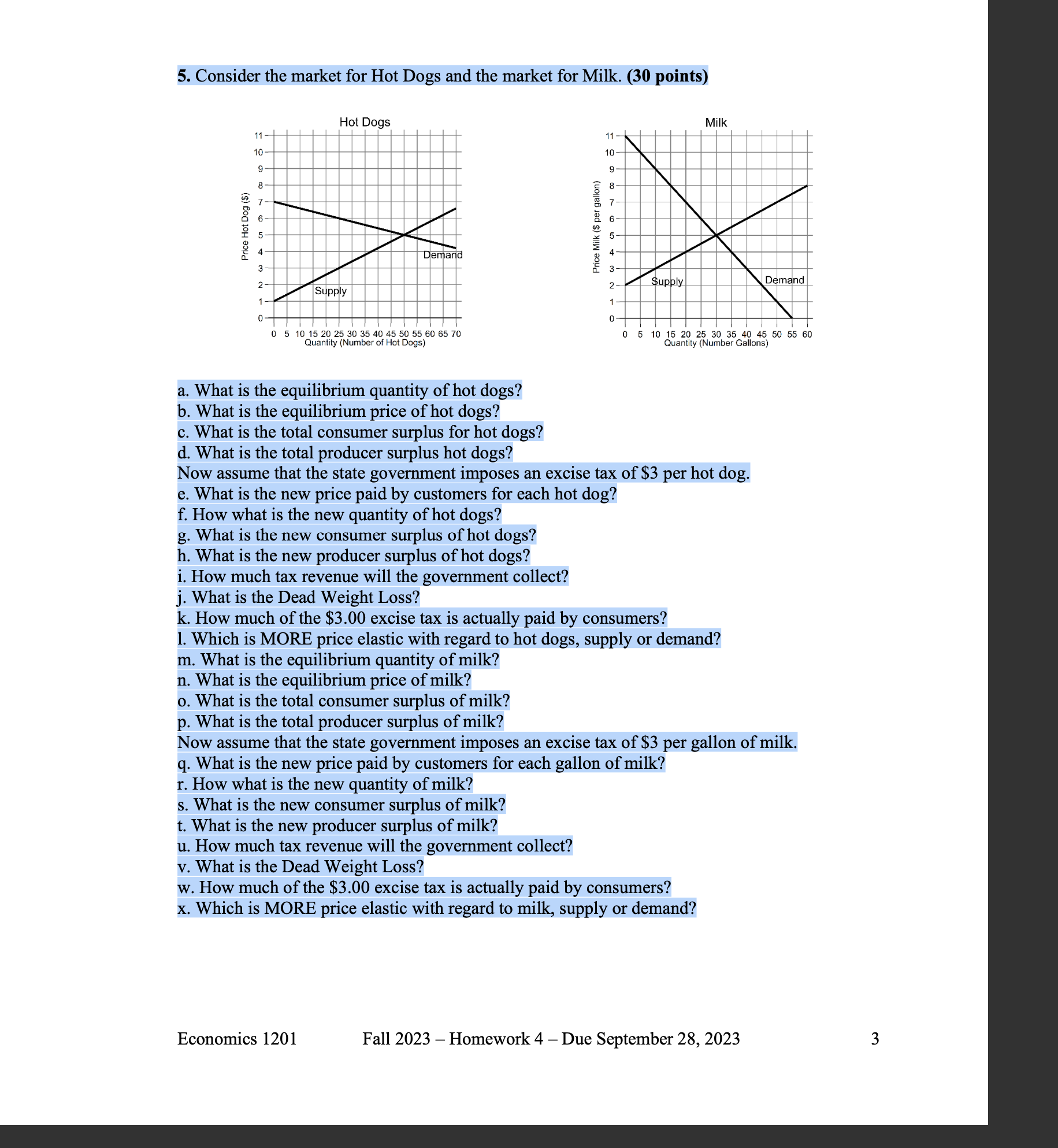 Solved 5. Consider the market for Hot Dogs and the market