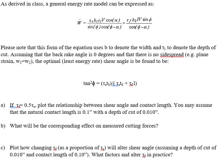 As Derived In Class A General Energy Rate Model Can Chegg Com