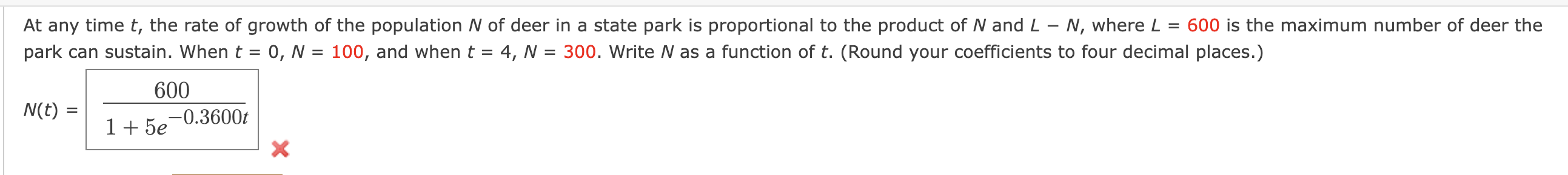 Solved At any time t, the rate of growth of the population N | Chegg.com