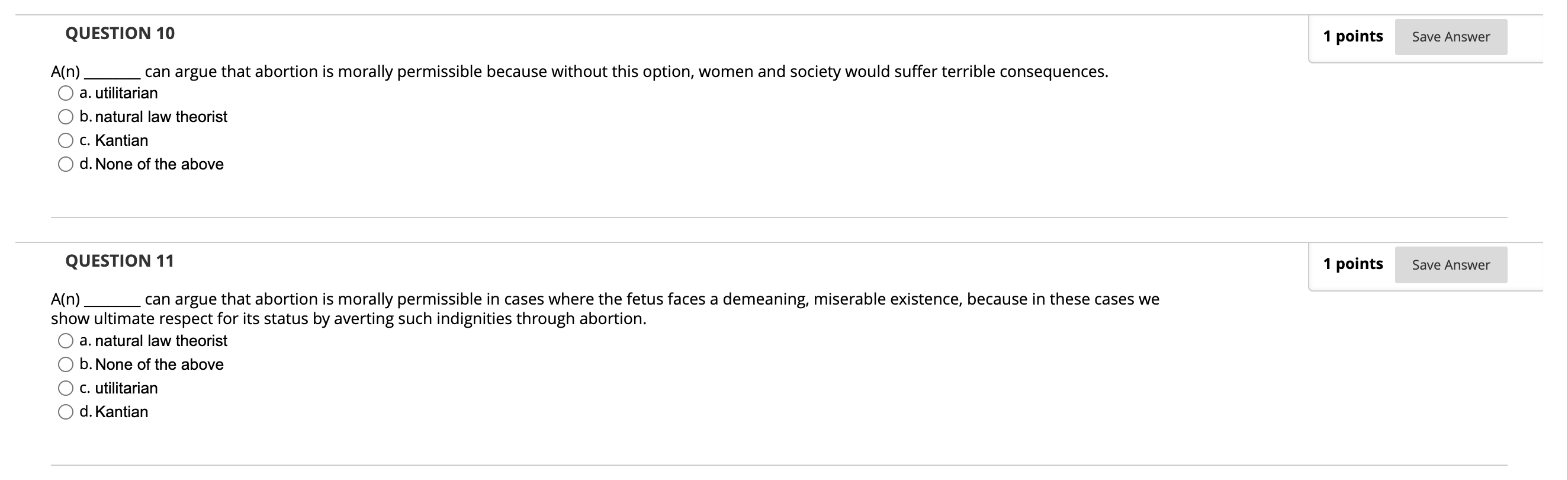 Solved A(n) can argue that abortion is morally permissible | Chegg.com