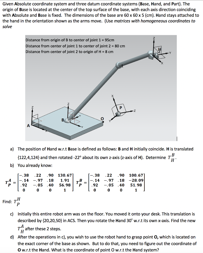 Given Absolute coordinate system and three datum | Chegg.com