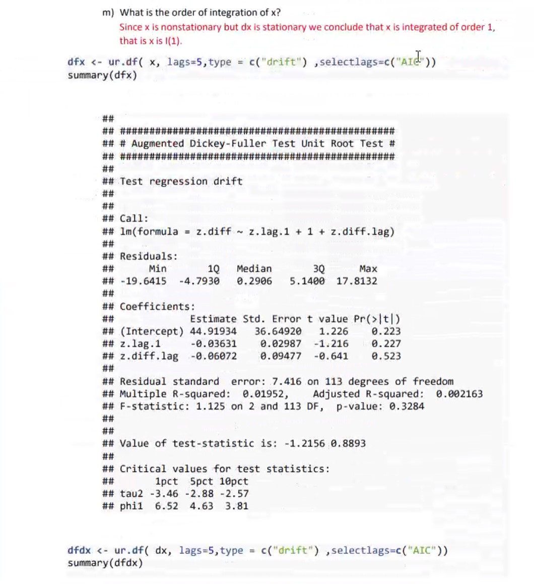3. The following unit root tests are of a variable | Chegg.com