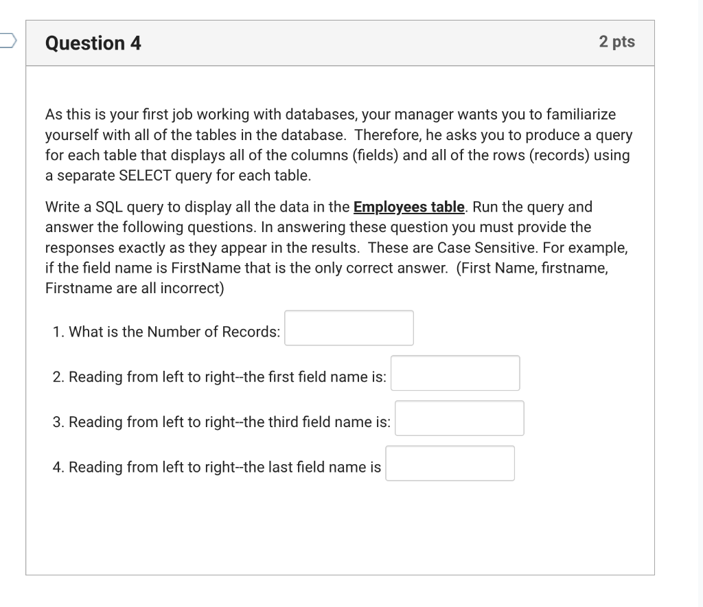 Solved As this is your first job working with databases,