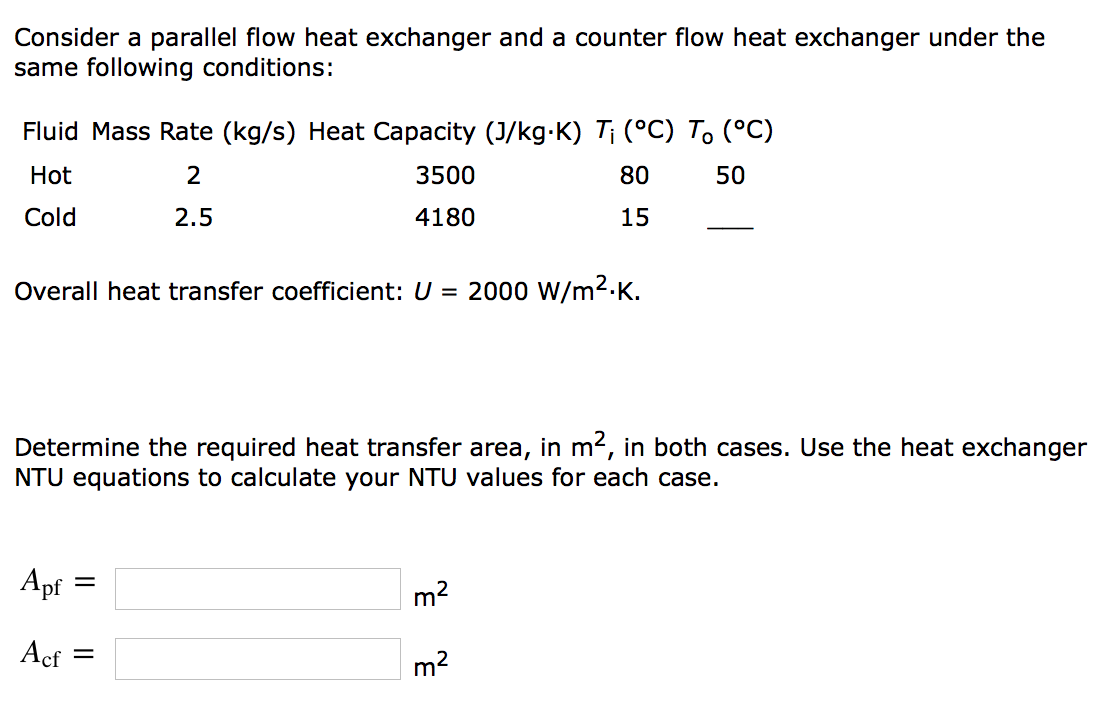 Solved Consider A Parallel Flow Heat Exchanger And A Coun Chegg Com