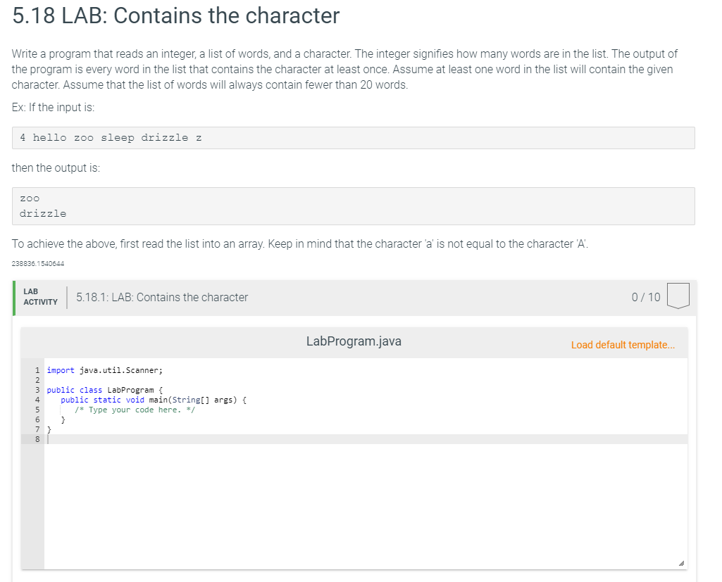 Solved: 5.18 LAB: Contains The Character Write A Program T... | Chegg.com