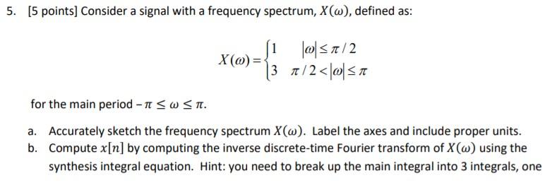 Solved 5. (5 points] Consider a signal with a frequency | Chegg.com