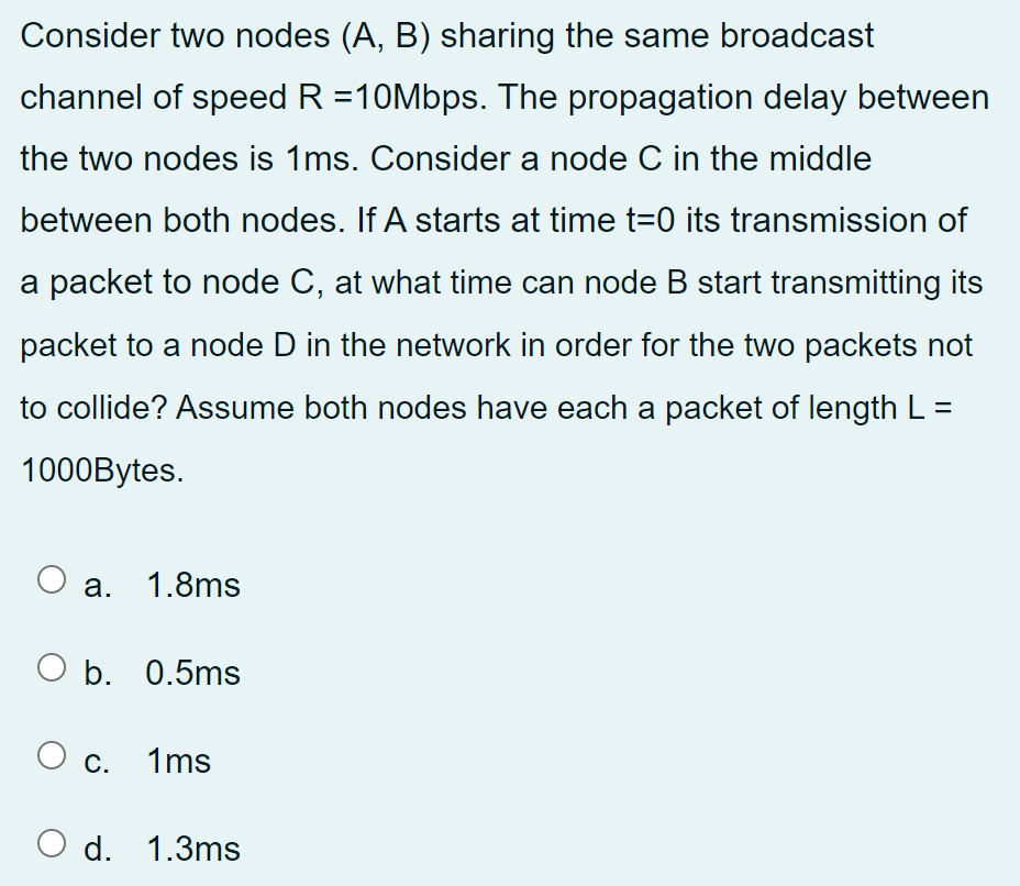 Solved Consider Two Nodes (A, B) Sharing The Same Broadcast | Chegg.com