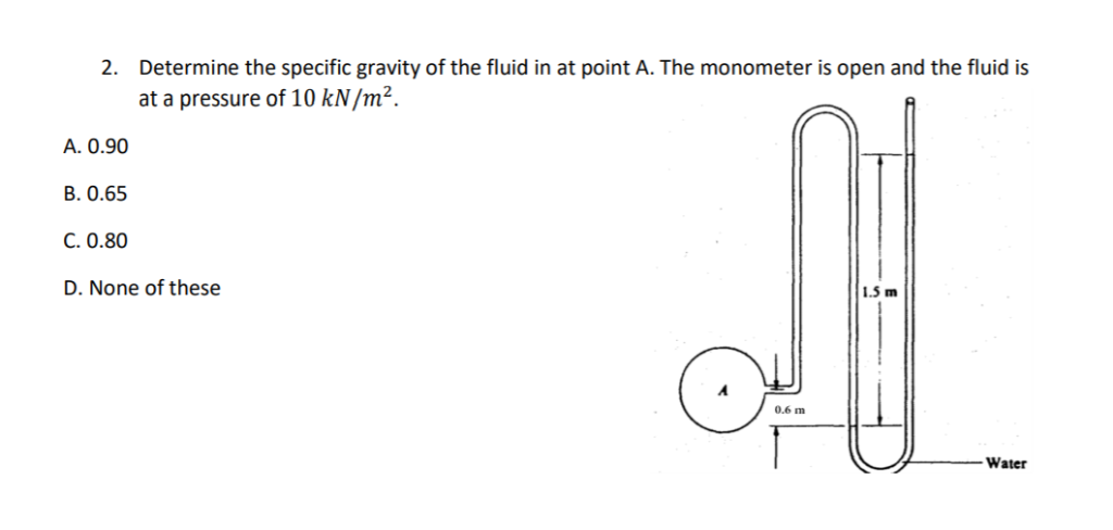 Solved Determine the specific gravity of the fluid in at | Chegg.com