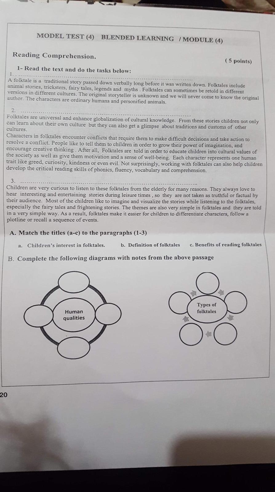 Solved Reading Comprehension . 1- Read the text and do the 