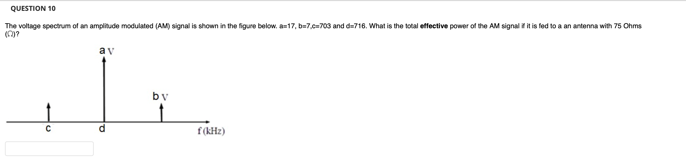 Solved QUESTION 10 The voltage spectrum of an amplitude | Chegg.com