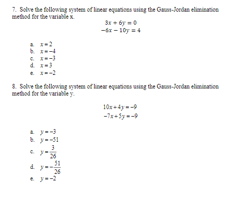 Solved 7. Solve the following system of linear equations | Chegg.com